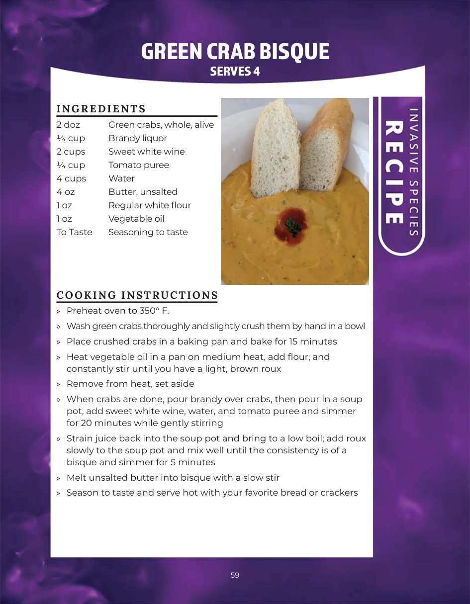 Original recipe page: GREEN CRAB BISQUE