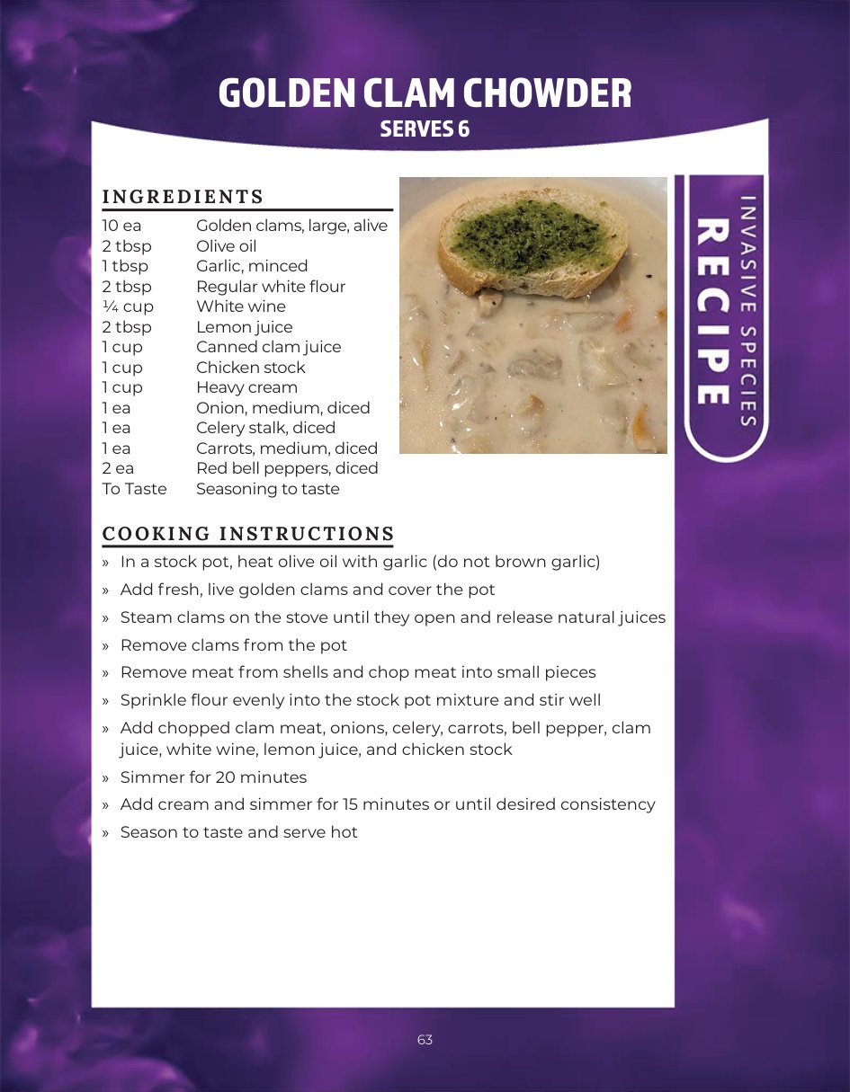 Original recipe page: GOLDEN CLAM CHOWDER